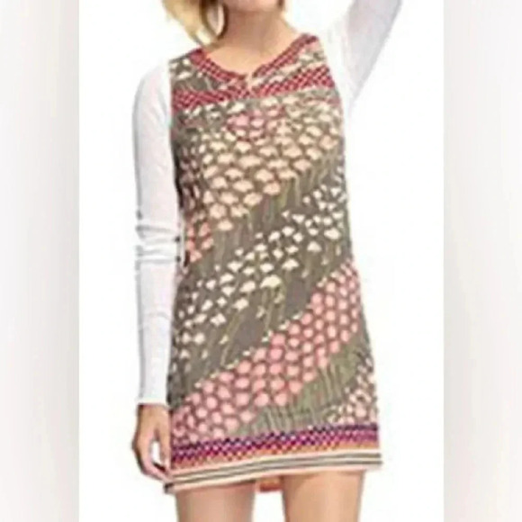 Free People Pretty Young Thing Patchwork Shift Lined Dress Size 4 - Picture 6 of 8